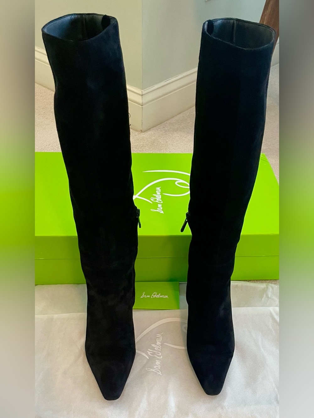 Sam Edelman Sylvia Black Suede Boots Size 7